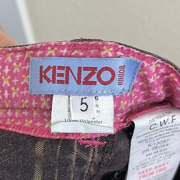Kenzo Junior Girls Skirt Size 5 Brown Pink Denim Mini Ruffle Hem Pockets - Picture 4 of 6